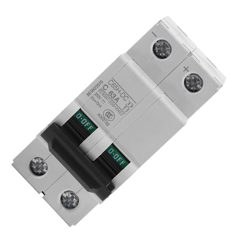  [AUSTRALIA] - 2P DC low voltage circuit breaker, 250V 16A/25A/32A/40A/60A C65H-DC interrupter low voltage for solar panels grid system pole vacuum circuit breaker (63A) 63A