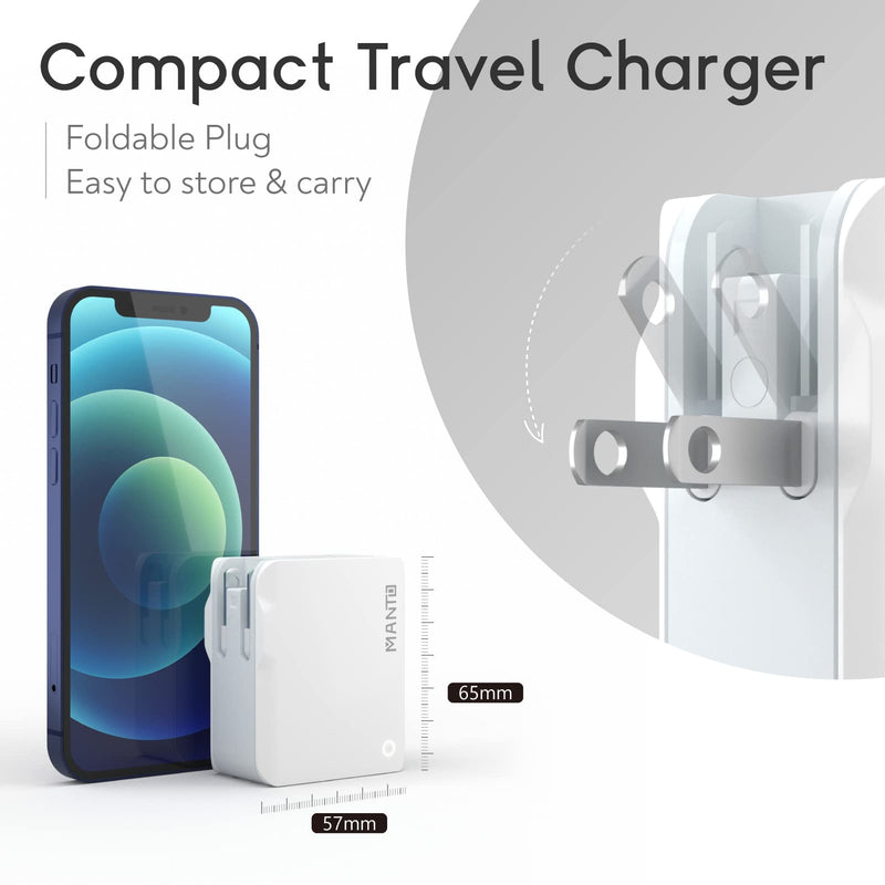 [AUSTRALIA] - Multiple USB Wall Charger, MANTO 4.4A/22W 4 Port USB Travel Power Adapter, All in One Worldwide Cell Phone Charger Plug for iPhone 13 Pro/13 Mini/13 Pro Max/12/11/XR/SE/8, Samsung, LG, HTC and More