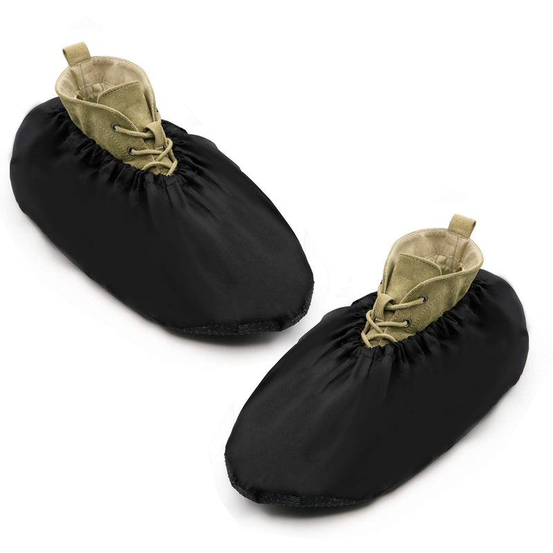 [AUSTRALIA] - 5 Pair Black Non Slip Washable Reusable Shoes Covers For Contractors, Indoor and Outdoor Hands free Boots.
