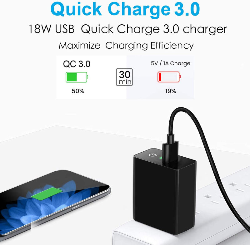  [AUSTRALIA] - 18W Quick Charge 3.0 Phone Charger for Moto G Power/G Stylus 2021,G Fast,G Play,G7 Play,Motorola One 5G Ace/Fusion+/Edge Plus,Z4,G9 G10 G30 G50 G100,Wall Charging Adapter/Block/Plug+5.5 FT Usb C Cable