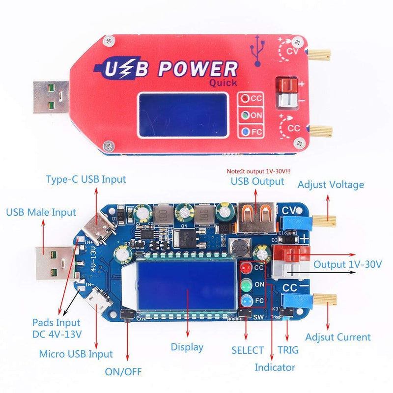  [AUSTRALIA] - DollaTek 15W USB Step UP Power Supply Module Boost Converter Speed Controller Potentiometer with LCD Display - Red