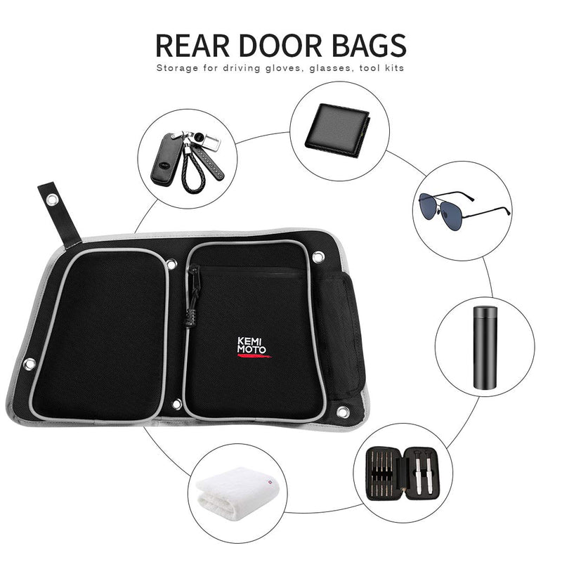  [AUSTRALIA] - RZR Rear Door Bags, KEMIMOTO Passenger and Driver Side Storage Bag Set with Knee Pad Compatible with 2014-2019 Polaris RZR 4 900, XP4 1000, 4 Door Turbo