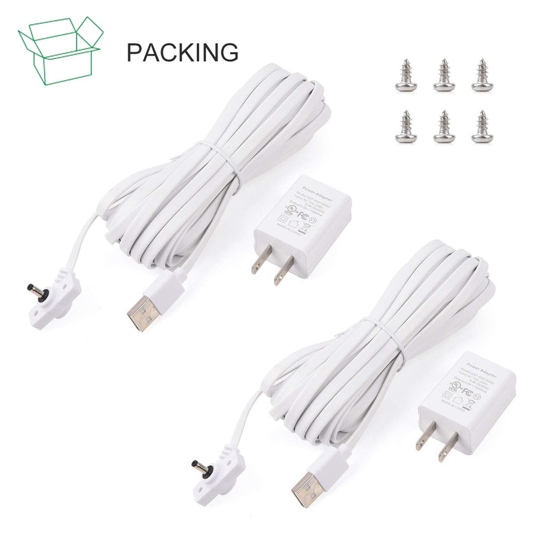  [AUSTRALIA] - 2Pack Power Adapter for Ring Spotlight Cam Battery, with 30Ft/9m Weatherproof Outdoor Cable to Continuously Charge Your Home Security Camera, No Need to Change The Batteries(White)