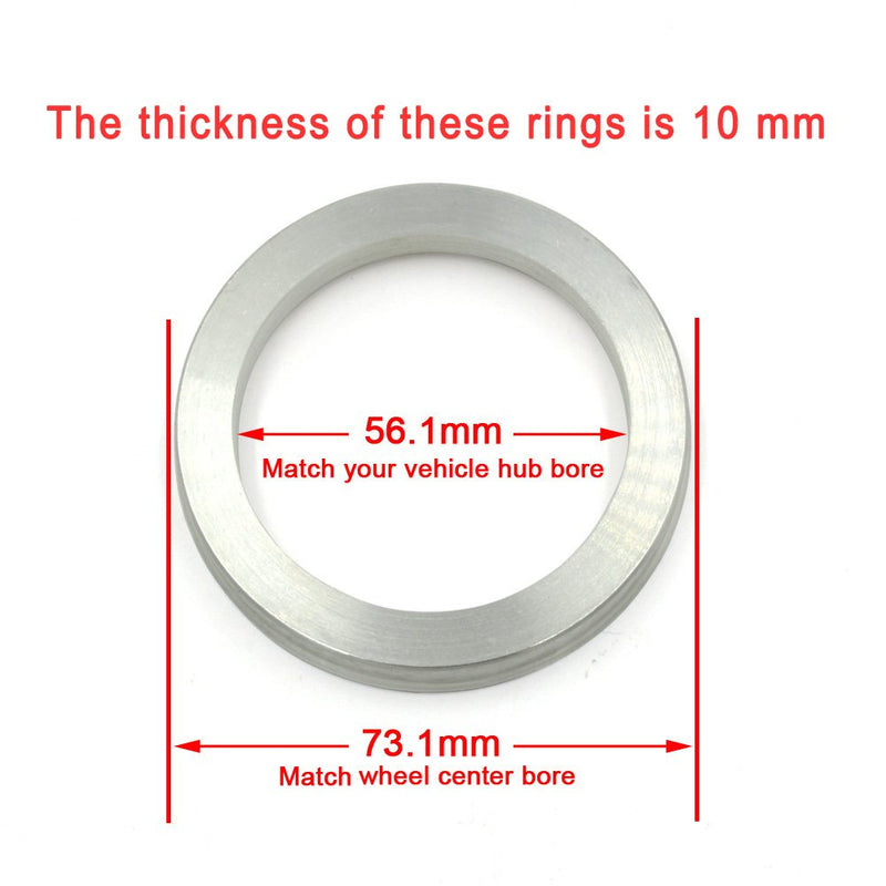  [AUSTRALIA] - GoldenSunny 73.1mm OD to 56.1mm ID Hub Centric Rings, Silver Aluminum Hubcentric Rings for Many Honda Civic/Subaru WRX STI Outback/Mini Cooper, Pack of 4