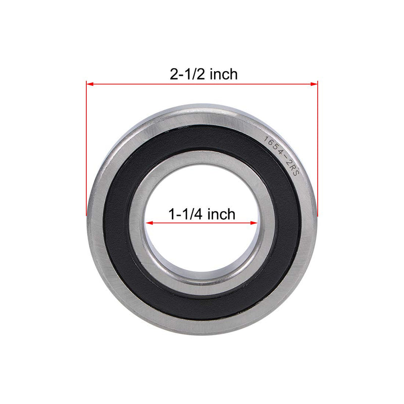  [AUSTRALIA] - uxcell 1654-2RS Deep Groove Ball Bearings Z2 1-1/4 Inch x 2-1/2 Inch x 5/8 Inch Double Sealed Chrome Steel 1-1/4"x2-1/2"x5/8"