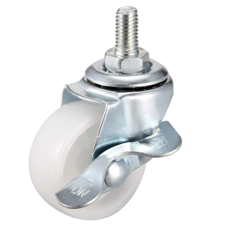  [AUSTRALIA] - uxcell 1.5 Inch Swivel Caster Wheels PP 360 Degree Threaded Stem Caster Wheel M8 x 15mm, 132lb Total Load Capacity, Pack of 4 (2 with Brake, 2 No Brake)