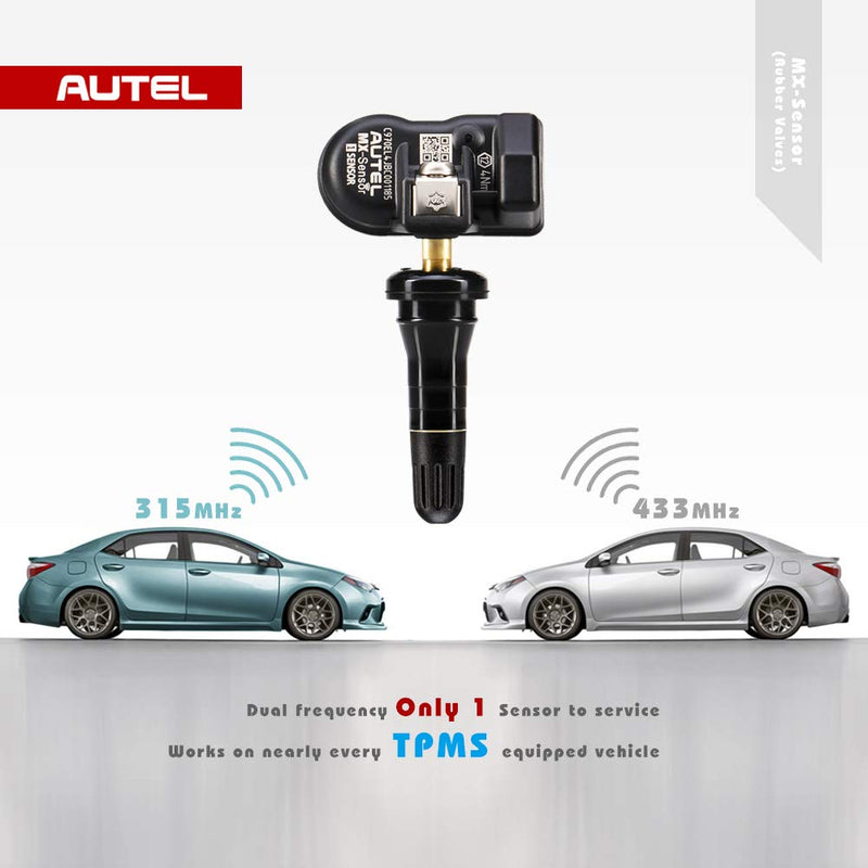  [AUSTRALIA] - Autel TPMS Sensor (Screw-in 315MHz + 433MHz) OE-Level 100% Clone-able Programmable Sensor Fits 98% Mainstream Vehicles with Rubber Valves for Tire Pressure Monitoring System