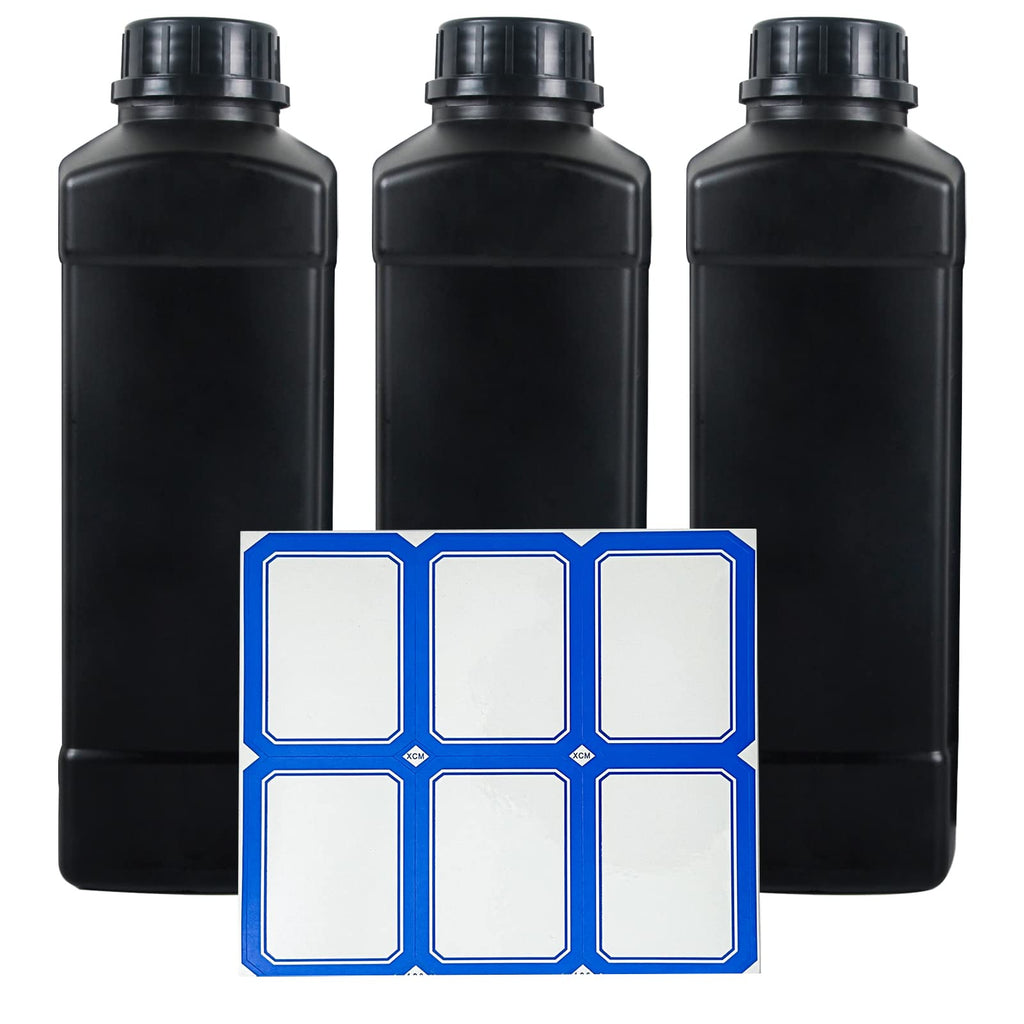  [AUSTRALIA] - 3x1L HDPE Darkroom Chemical Storage Bottles Square Liquid Container Bottle Anti Oxidation Storage Film Photo Developing Processing Equipment with Label,Black