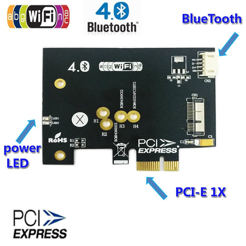  [AUSTRALIA] - BCM943224PCIEBT2/bcm94360CS2/BCM943602CS WiFi + Bluetooth 4.0 Card to PCI-E x1 Adapter for PC/Hackintosh