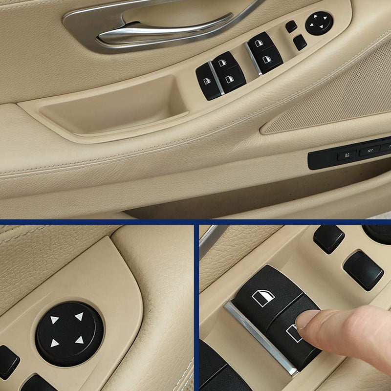 FEXON Beige Window Switch Armrest Panel, Inner Door Pull Handle Trim Cover Kits Replacement for 2010-2016 BMW 5 Series 520 523 525 528 530 - LeoForward Australia