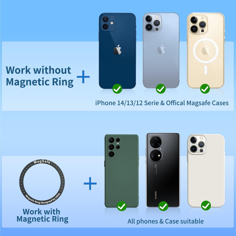  [AUSTRALIA] - VRIG MG-15 Magnetic Rear View Mirror Phone Holder for car [Big Rear Mirrors Friendly],MagSafe Hands Free 360 Rotating Strong Magnet Cell Phone Mount Fit for iPhone 14/13/12 Series or MagSafe Case