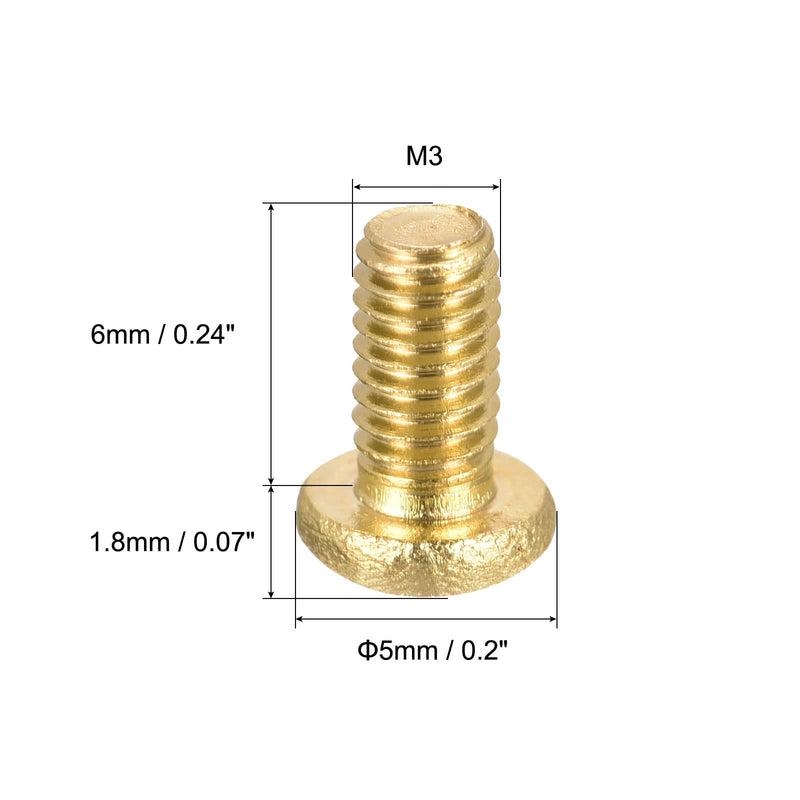  [AUSTRALIA] - uxcell Brass Machine Screws, M3x6mm Phillips Pan Head Fastener Bolts for Furniture, Office Equipment, Electronics 20Pcs