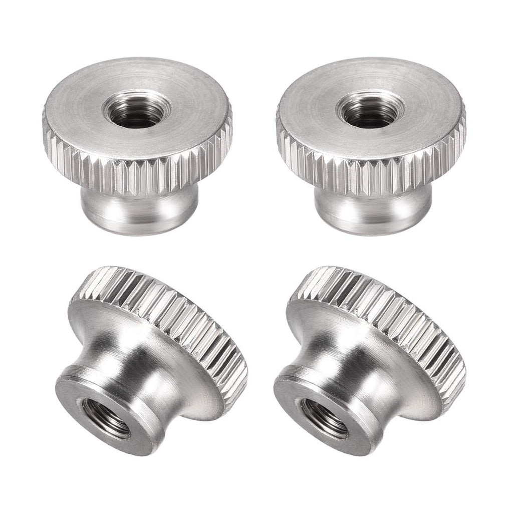  [AUSTRALIA] - uxcell Knurled Thumb Nuts, 4Pcs M5x0.8mm 304 Stainless Steel Round Knobs Fasteners for 3D Printer Parts, Silver Tone