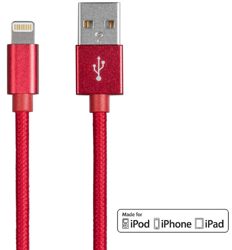  [AUSTRALIA] - Monoprice Apple MFi Certified Lightning to USB Charge & Sync Cable - 6 Feet - Red Compatible with iPhone X 8 8 Plus 7 7 Plus 6s 6 SE 5s, iPad, Pro, Air 2 - Palette Series 6ft