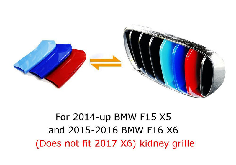 iJDMTOY Exact Fit ///M-Colored Grille Insert Trims Compatible With 2014-2018 BMW F15 X5 and 2015-2016 BMW F16 X6 (Does not fit 2017 X6) Center Kidney Grill - LeoForward Australia