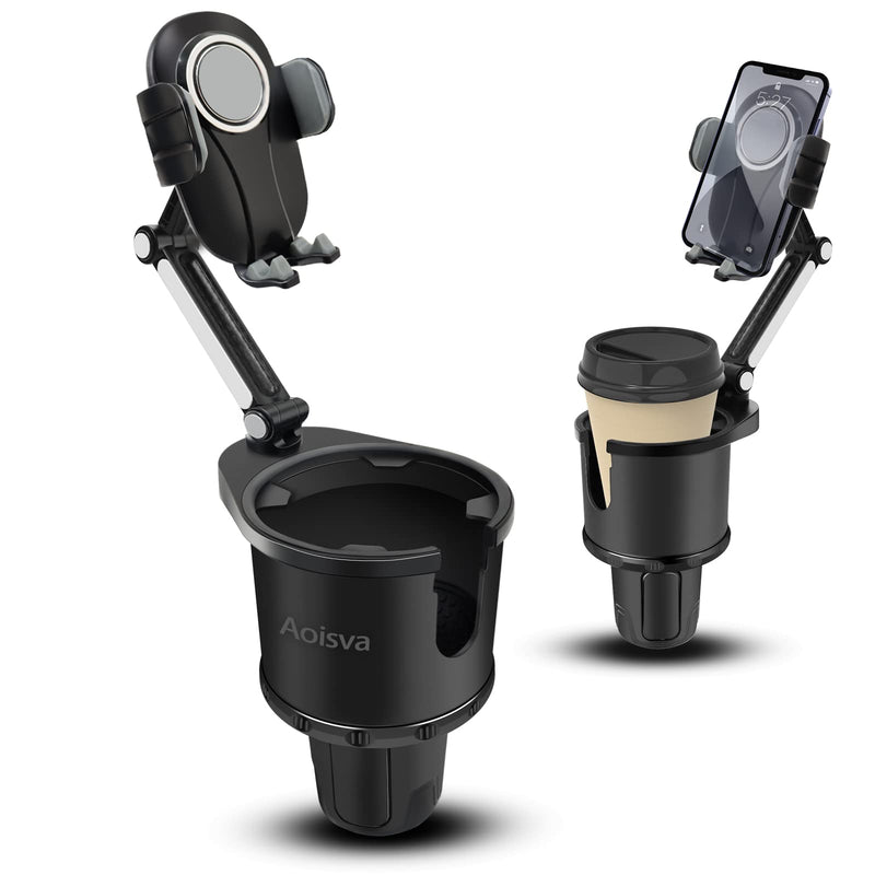  [AUSTRALIA] - Aoisva Car Cup Holder Phone Mount Adjustable Base with 360° Rotation Universal Multifunctional Cup Holder Cell Phone Holder for Car Fits Any iPhone & Galaxy & All Smartphones [Upgrade 2-in-1]
