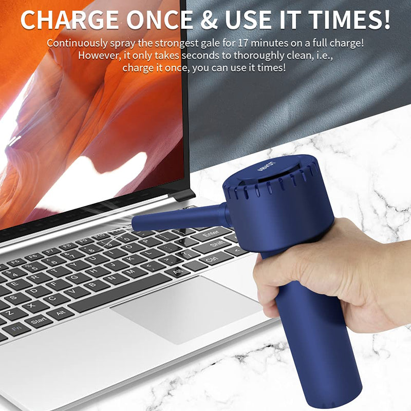  [AUSTRALIA] - Compressed Air Duster, Electronic Air Duster, Portable 40000 RPM Cordless Dust Blower, 6000mAh Battery Air Can Duster, Powerful Computer Keyboard Cleaning Air Spray, Rechargeable Electric Canned Air Blue