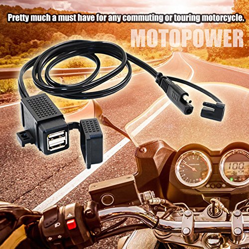 MOTOPOWER MP0609C 3.1Amp Waterproof Motorcycle Dual USB Charger Kit SAE to USB Adapter Cable Phone Tablet GPS Charger - LeoForward Australia