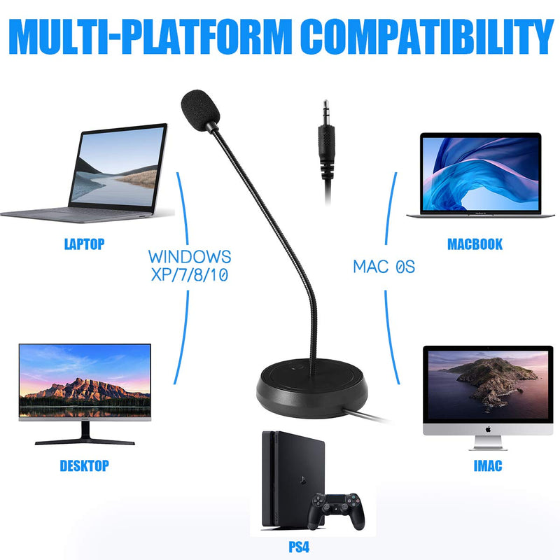  [AUSTRALIA] - Paladou 3.5MM PC Microphone, Professional Recording Condenser Microphone Compatible with PC, Laptop, iPhone, iPad, Singing,Voice Recording,YouTube,Skype,Gaming(3.5mm PC Microphone Plug and Play)