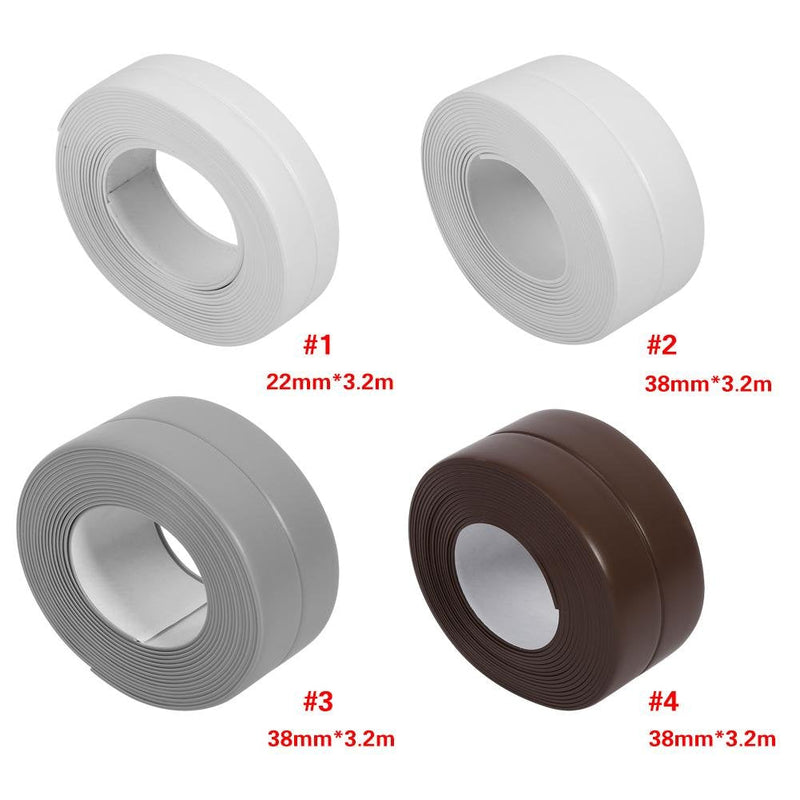  [AUSTRALIA] - Sealing Strip, 3 Colors 3.2M Adhesive Bath and Wall Length Tape CaulkSelf Sink Basin Edge Trim Kitchen (38mm Gray)