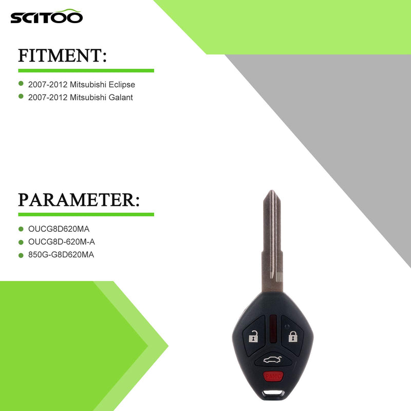  [AUSTRALIA] - SCITOO 2PCS Uncut Keyless Entry Remote Key Fob 4 Button Replacement fit Mitsubishi Eclipse/Galant 07-2012 OUCG8D-620M-A * 2 pcs