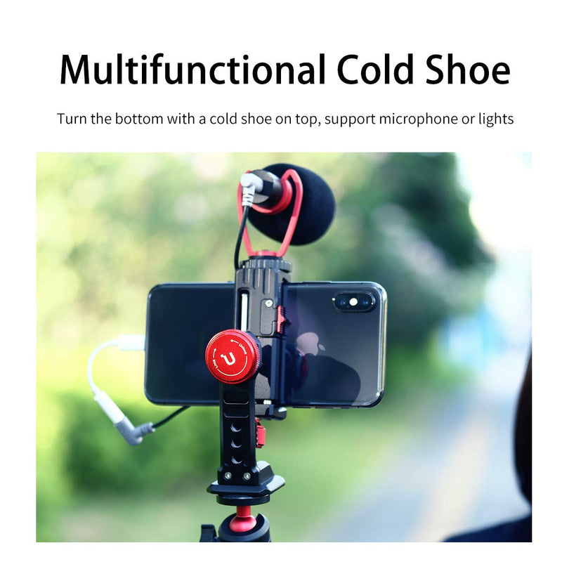  [AUSTRALIA] - Cell Phone Tripod Mount, ULANZI ST-14 Smartphone Tripod Mount Adapter Aluminum with Cold Shoe, 360° Cell Phone Stand Holder Clamp for iPhone 13 12 11 Max Pro iPhone X XR Xs 6 7 Plus