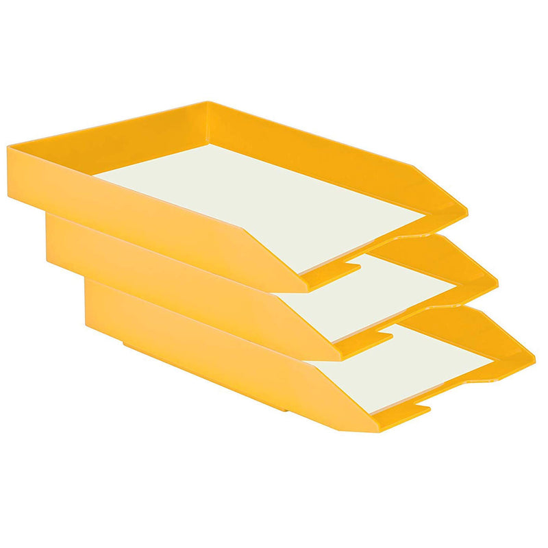Acrimet Stackable Letter Tray Front Load Plastic Desktop File Organizer (Solid Yellow Color) (1 Unit) - LeoForward Australia