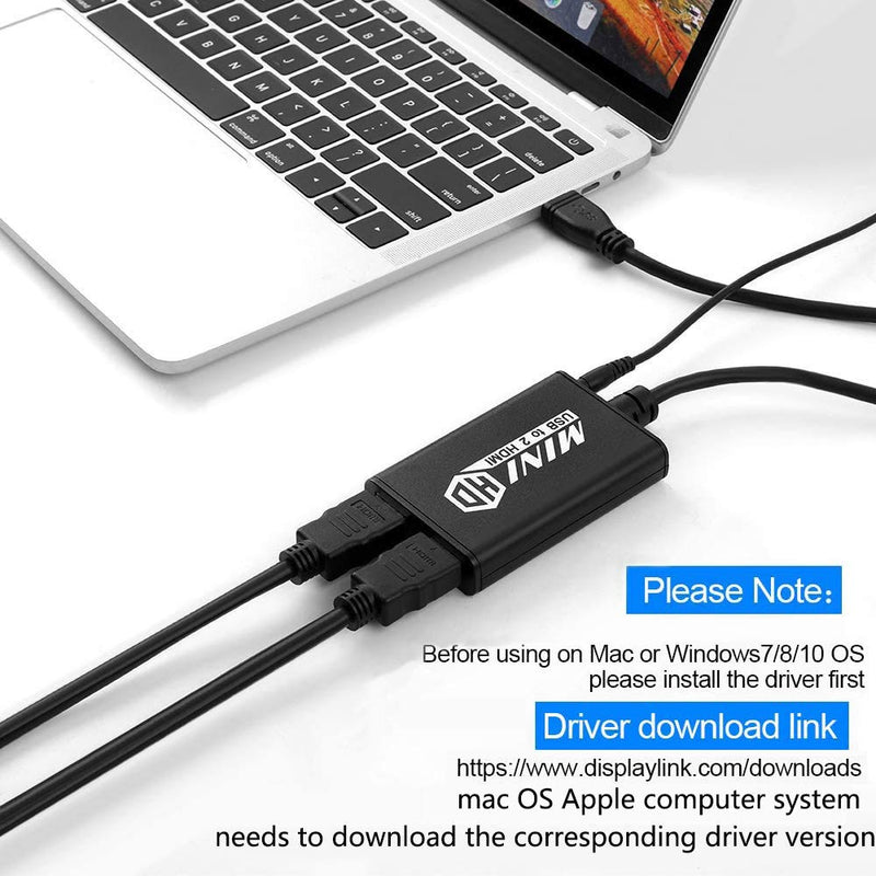  [AUSTRALIA] - UNSTINCER USB 3.0 to Dual HDMI Adapter,Compatible with Windows ChromeBook MacBook,Support 3.5mm Jack Stereo Output Expand 2 Different Display Screens (Dual HDMI Adapter)