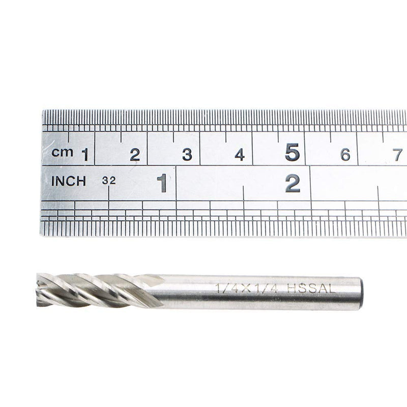  [AUSTRALIA] - AUTOTOOLHOME 1/4 inch HSS 4 Flutes End Mills Milling Cutter End Drill Bit Straight Shank Pack of 2