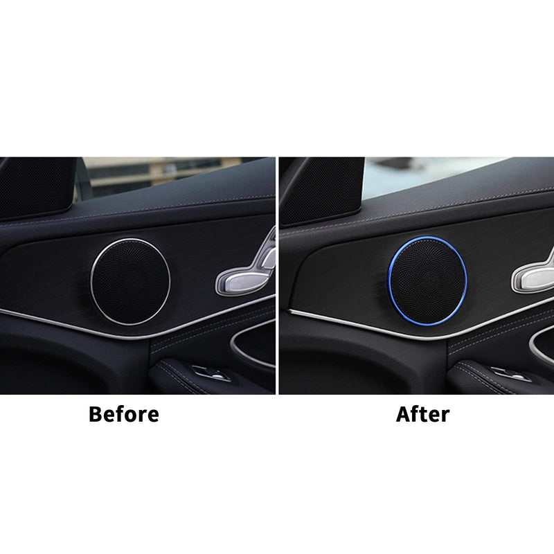 Xotic Tech 4pcs Blue Aluminum Car Interior Door Audio Speaker Frame Ring Cover Trim Decal for Mercedes Benz C250 C300 C350 C400 C63 X205 GLC250 GLC300 - LeoForward Australia
