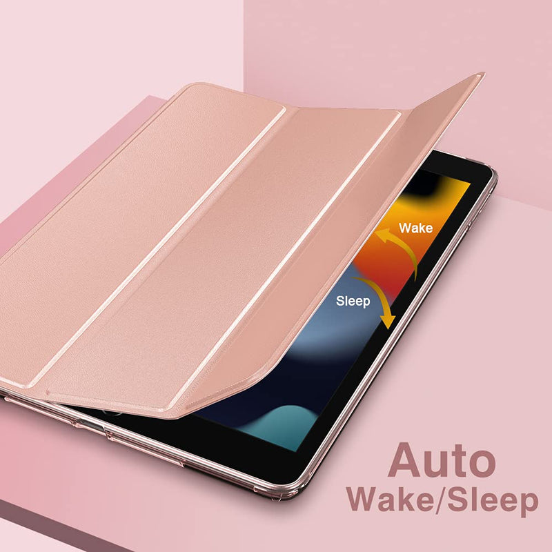  [AUSTRALIA] - MoKo iPad 10.2 Case for iPad 9th Generation 2021/ iPad 8th Generation 2020/ iPad 7th Generation 2019, Soft Frosted Back Cover Slim Shell Case with Stand for iPad 10.2 inch,Auto Wake/Sleep,Rose Gold Rose Gold
