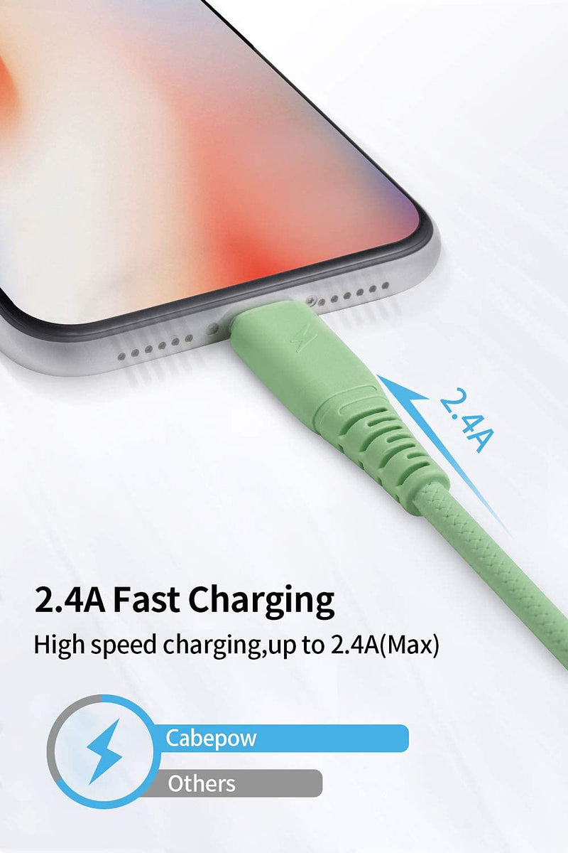  [AUSTRALIA] - iPhone Charger 3ft,Cabepow [3 Pack] Lightning Cable 3 Foot, iPhone Charging Cord 3 Feet 2.4A USB Cables Compatible withiPhone 11 Pro Max/Xs/XR/X/8 Plus/7/6s/6/5c/5 (Green) Green 3Foot