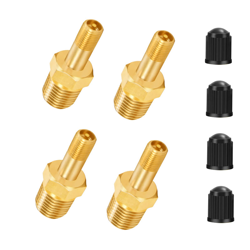  [AUSTRALIA] - GODESON 1/4" NPT Tank Valve, Anti-Corrosion Brass Schrader Valve with 1/4" Male NPT,Using with Air Compressor Tanks(Pack of 4) 1/4"NPT