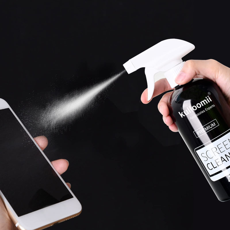  [AUSTRALIA] - Screen Cleaner Spray, 17oz Screen Cleaning Kit for iPhone, Ipad, TV, Monitor, Laptop, Computer, MacBook, Kulloomii 500ml Large Bottle Electronic Cleaner with Microfiber Cloth and Brush