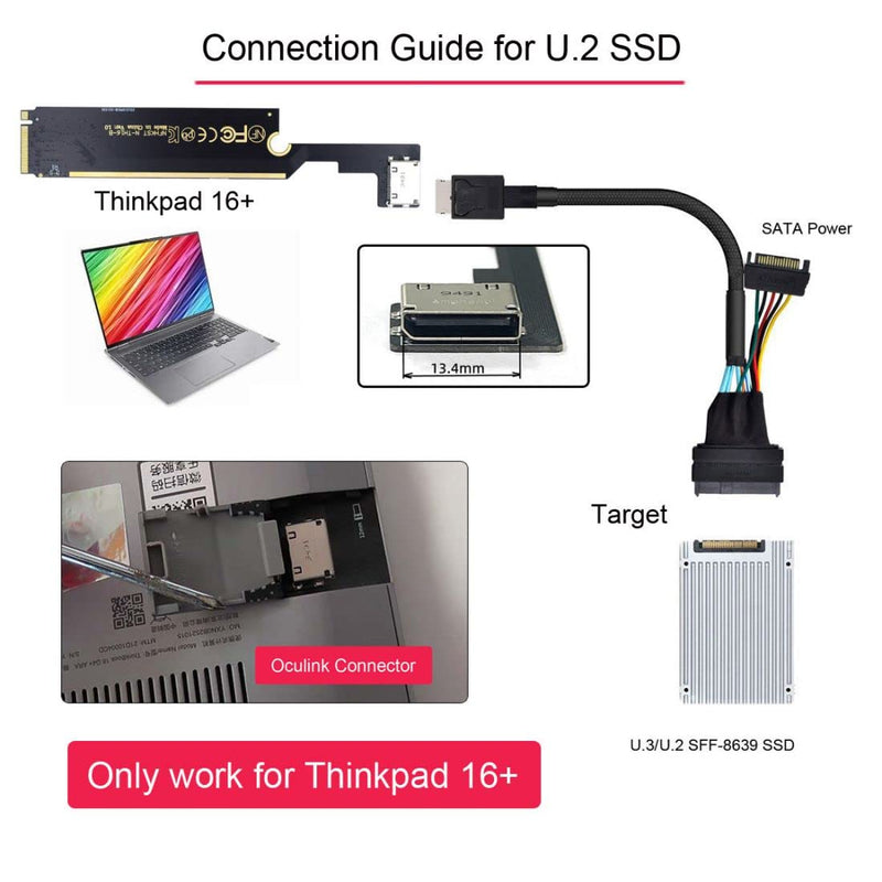  [AUSTRALIA] - Chenyang M.2 to SF-8612 Adapter,Oculink SFF-8612 to NVME PCIe M-Key Host Adapte for ThinkBook 16+ External Graphics Card & SSD for ThinkBook 16+