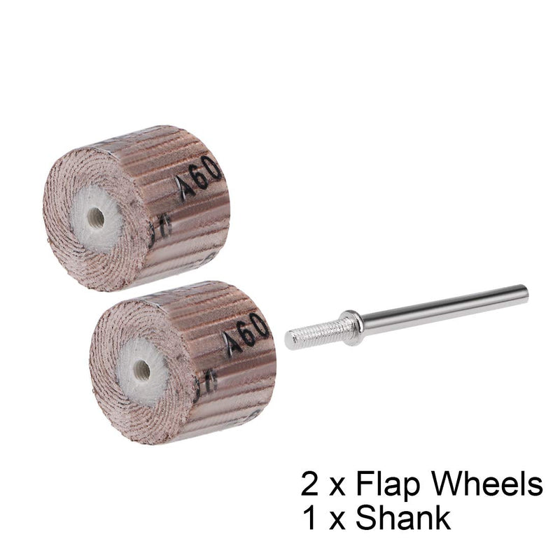  [AUSTRALIA] - uxcell 2 Pcs 15x15mm Flap Wheel 600 Grits Abrasive Grinding Head with 1/8 inches Shank for Rotary Tool