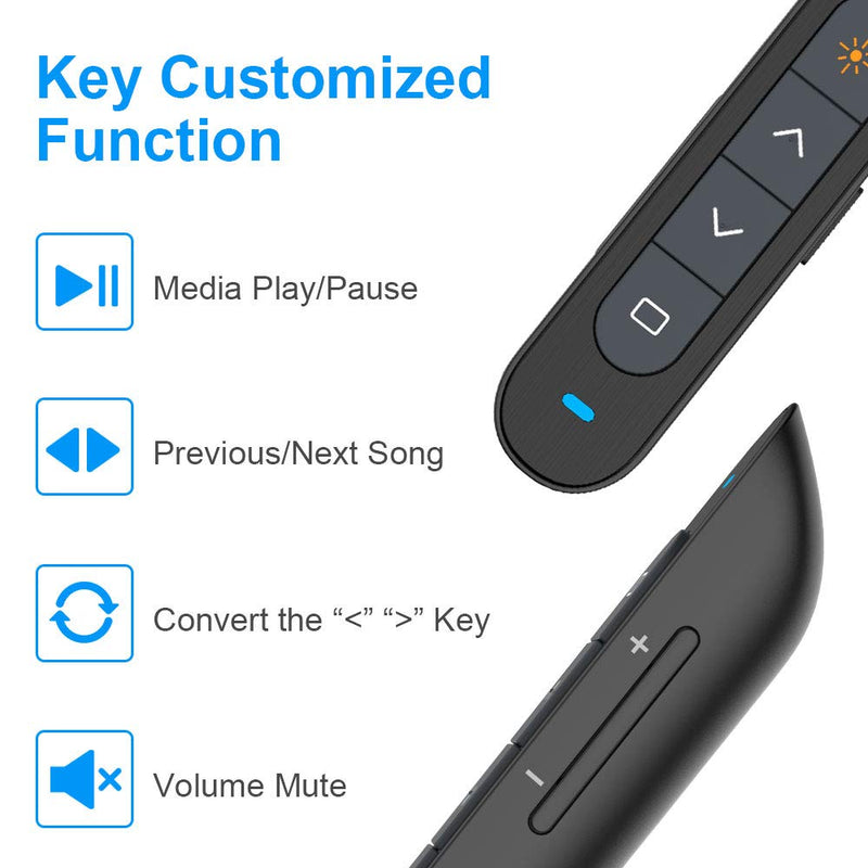  [AUSTRALIA] - NORWII N27 Wireless Presenter with Laser Pointer Presentation, 330 FT Long Contol Range Hyperlink Volume PPT PowerPoint Clicker for Presentation Remote Slide Advancer
