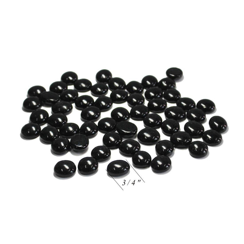  [AUSTRALIA] - Muhome Black Flat Marbles, Pebbles, Glass Gems for Vase Fillers, Party Table Scatter, Wedding, Decoration, Aquarium Decor, Crystal Rocks, 1 lbs (Approx 100 pcs)