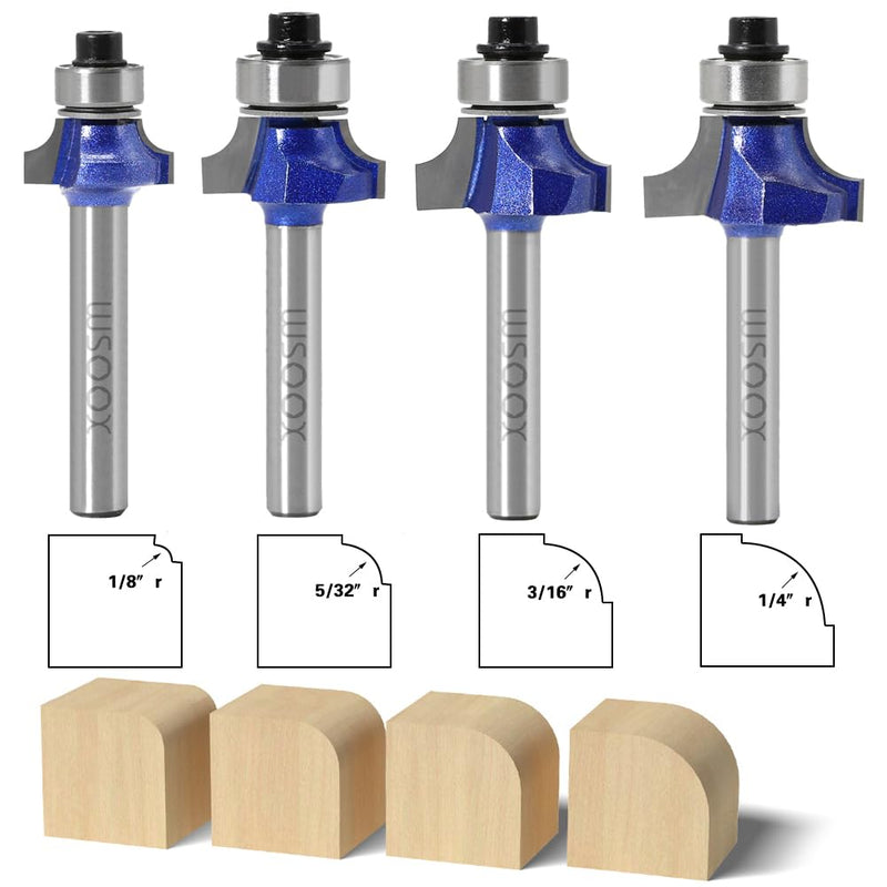  [AUSTRALIA] - WSOOX 4 piece rounding cutter standard cutter set for wood with 6mm shank, cutter for router set