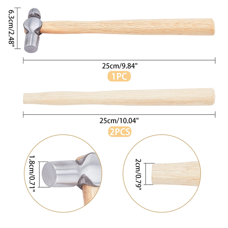  [AUSTRALIA] - PH PandaHall 1pc Ball Peen Hammer with Two Spare Wooden Handle 4oz Dual-Headed Carbon Steel Hammer Heavy-Duty Metalworking Hammer for Household Workshop Metal Forming Repairing Rivet, 20cm/7.8" 20cm/7.8"