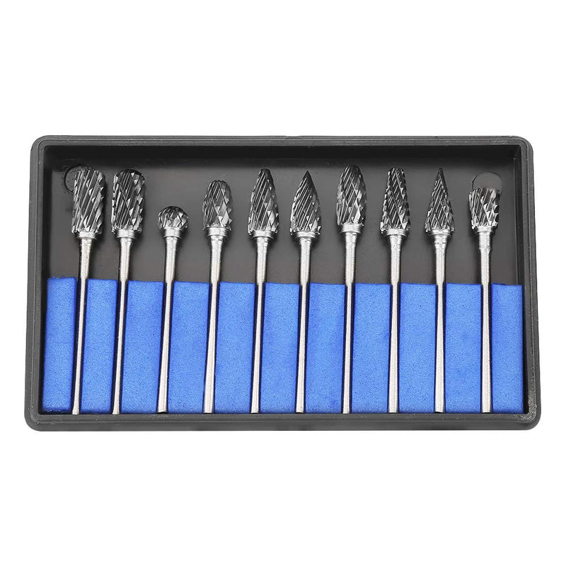 Carbide Burr Set, 10pcs Double Cut Solid Carbide Rotary Burr Set with 2.35mm Shank for Carving, Shaping and for The Removal of Edges or Corners, Burrs and Excess Material - LeoForward Australia