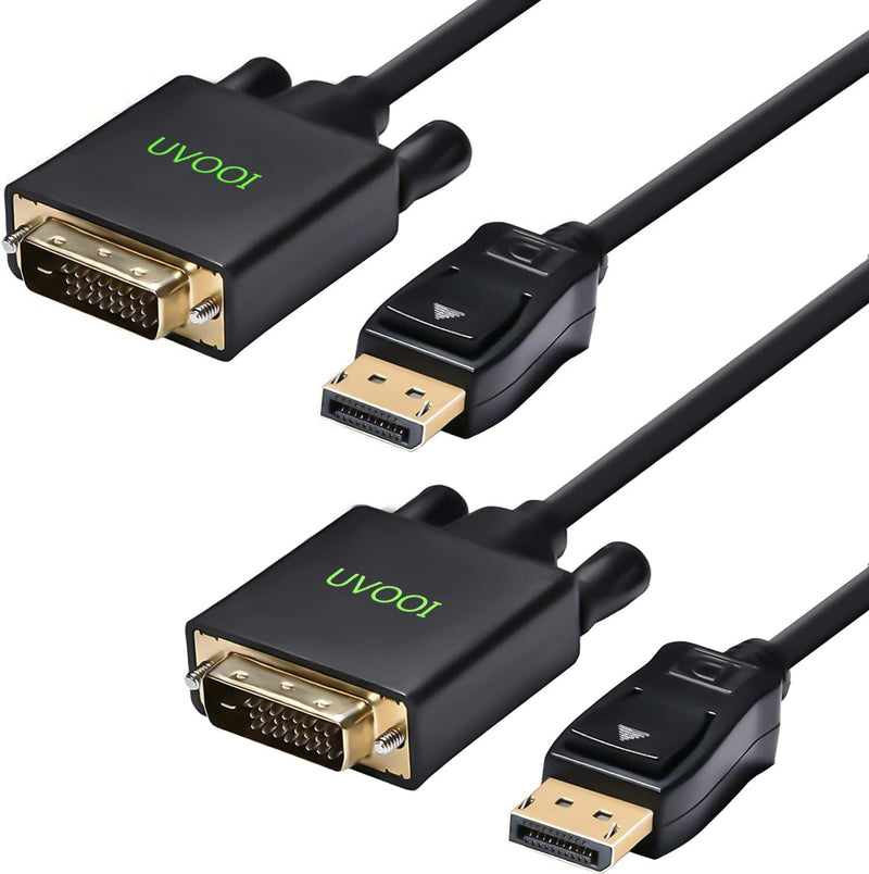  [AUSTRALIA] - DisplayPort to DVI Cable 10ft 2-Pack, UVOOI DP Display Port to DVI-D Cable Male to Male Cord Compatible with Computer, PC, Monitor, TV, Projector and More (3M, Black) 23cm-2p