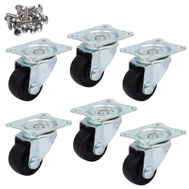  [AUSTRALIA] - Sydien 6Packs 1-inch Dia Non-Brake Swivel Caster Wheels Rubber Base with Top Plate Non-Brake 1-inch 6pcs