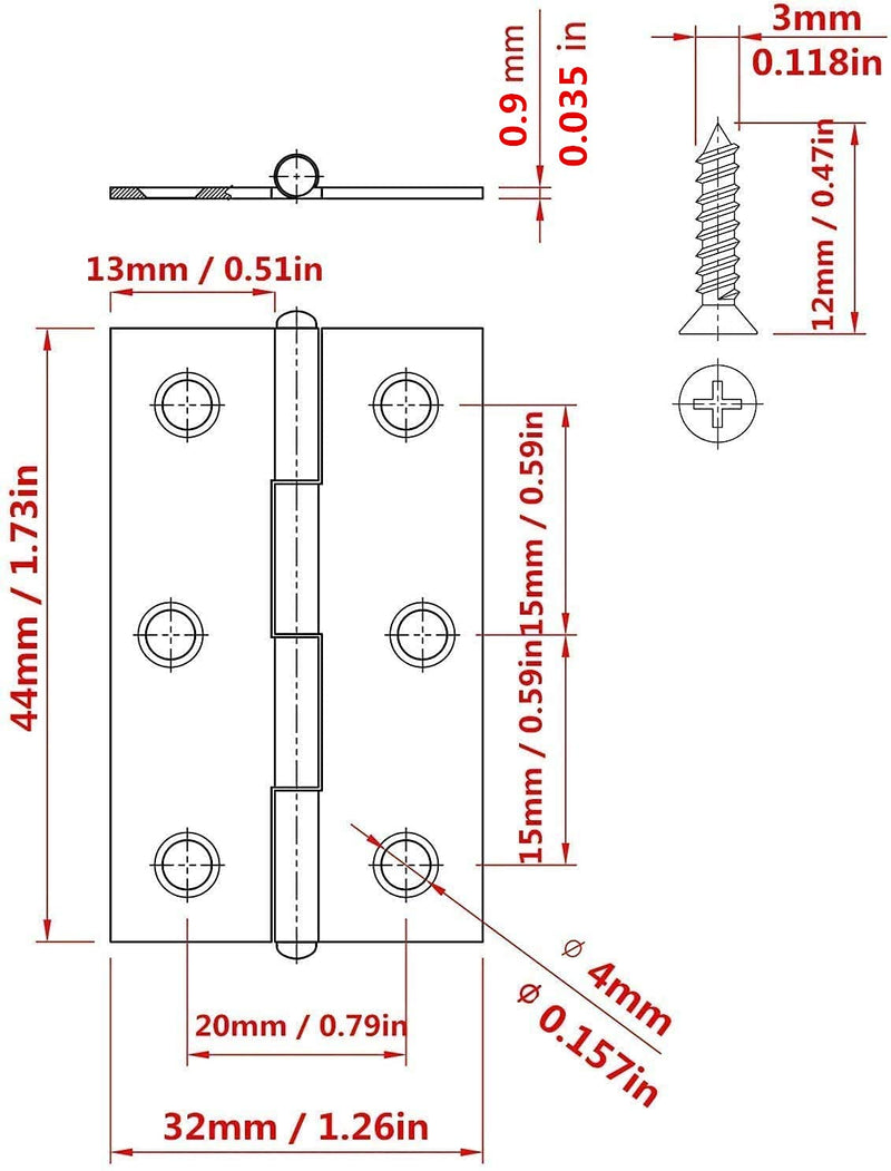  [AUSTRALIA] - Liberty.20Pcs Stainless Steel Folding Hinge 2 inch Door and Window Hinge is assigned 120 Screws