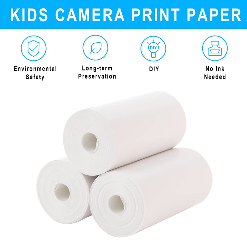  [AUSTRALIA] - Kids Instant Camera Refill Printer Paper, 3 Rolls Thermal Printer Paper Cash Register Rolls Refill Receipt Paper For More Kid's Instant Camera White, 2.25×1.2 inches