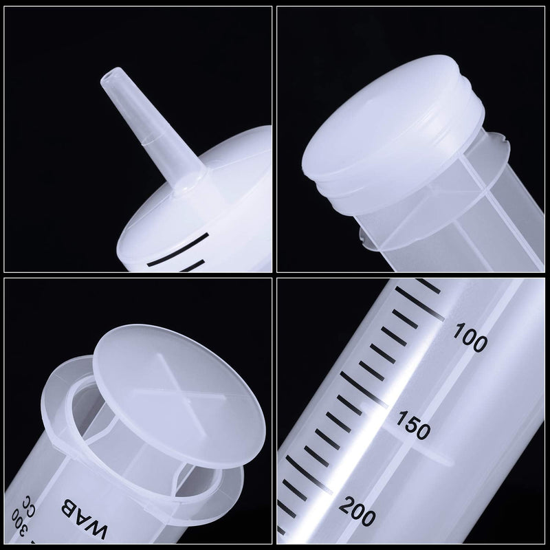  [AUSTRALIA] - BBTO 2 Pieces Large Plastic Syringe with Tube 2 Pieces 40 Inch Handy Plastic Tubing and 2 Pieces Connections for Scientific Lab, Glue Dispensing, Watering, Refilling, Feeding and Measuring (300 ML) 300 ML