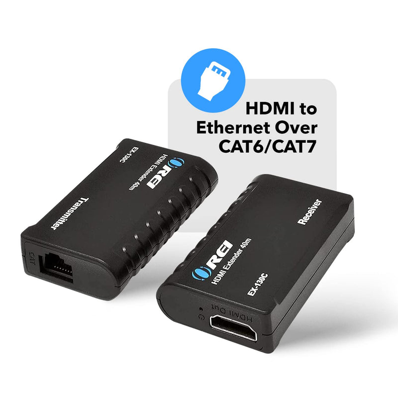  [AUSTRALIA] - OREI HDMI Over Ethernet Extender Over CAT6/CAT7, Extender RJ45 Upto 130 Feet - 1080P Full HD POC Transmitter & Receiver (EX-130C)