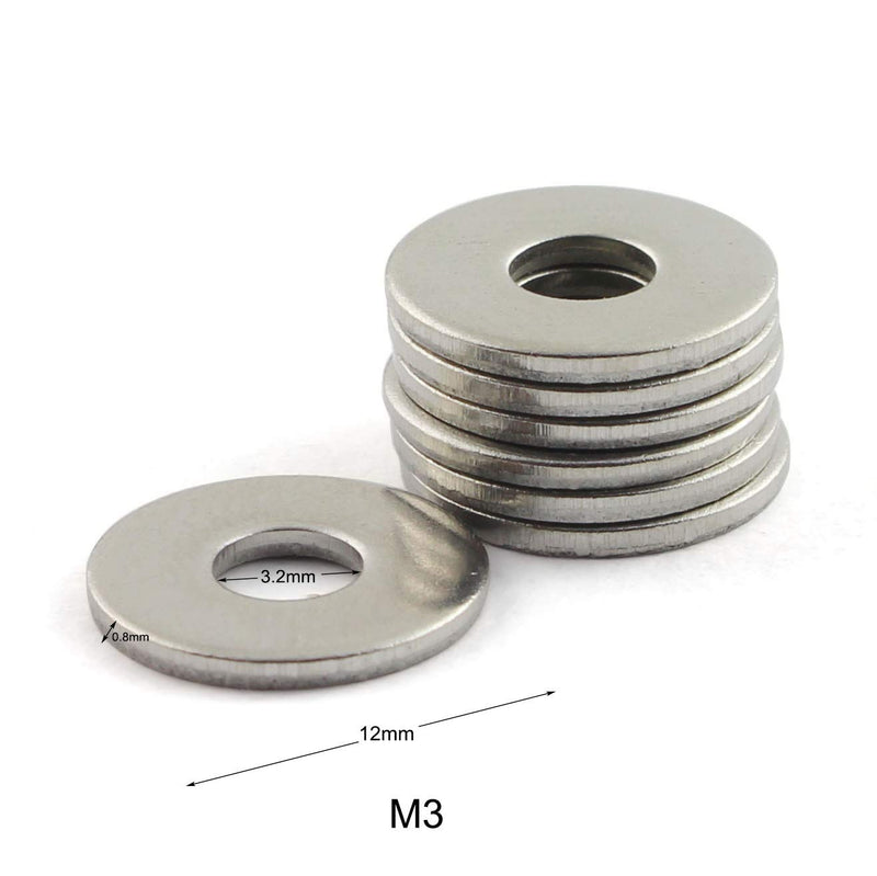  [AUSTRALIA] - PZRT 40pcs M3 304 Stainless Steel Flat Washer Adjustment Hardware Fitting Accessories Metal Gasket for Bolts & Screws