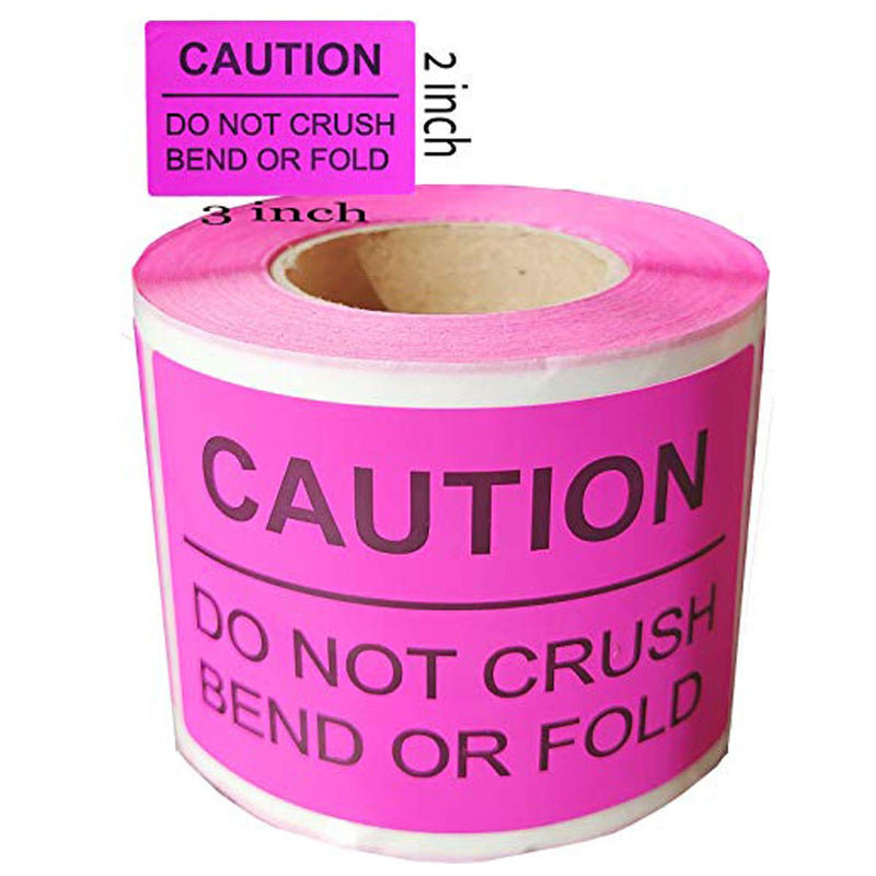 2 inch ×3 inch"DO NOT Crush Bend OR FOLD" Warning Shipping Stickers Self Adhesive Caution Labels (Magenta, 250 Stickers/Roll) Rosse Red - LeoForward Australia