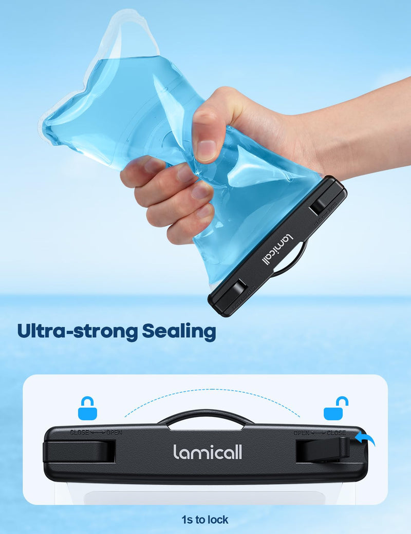  [AUSTRALIA] - Lamicall 2PCS Waterproof Phone Pouch Floating - [8.8" Soft 3D Seamless Design] IPX8 Water Proof Cell Phone Case for Beach, Dry Bag Beach Essentials for Cruise Travel, Protector for iPhone Black 8.8 inches